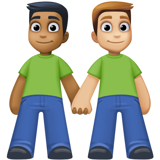 Dois Homens De Mãos Dadas: Tom de Pele Médio-Escuro, Tom de Pele Médio-Claro