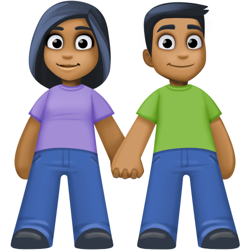 Mulher E Homem De Mãos Dadas: Tom de Pele Médio-Escuro