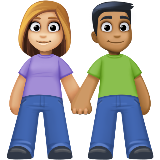 Mulher E Homem De Mãos Dadas: Tom de Pele Médio-Claro, Tom de Pele Médio-Escuro