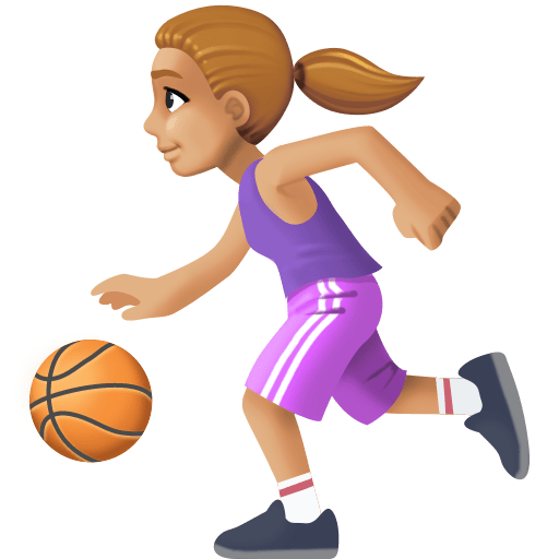 Mulher Jogando Basquete: Tom de Pele Médio-Claro