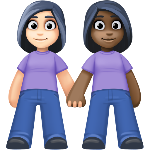 Women Holding Hands: Light Skin Tone, Dark Skin Tone