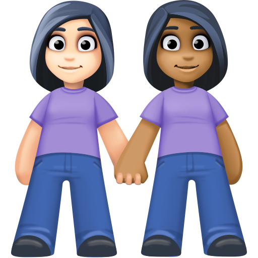 Women Holding Hands: Light Skin Tone, Medium-Dark Skin Tone