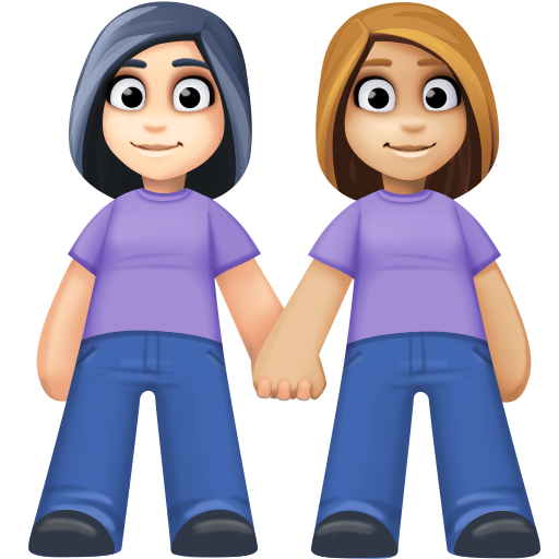 Women Holding Hands: Light Skin Tone, Medium-Light Skin Tone