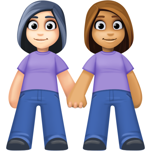 Women Holding Hands: Light Skin Tone, Medium Skin Tone