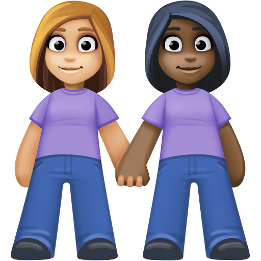 Women Holding Hands: Medium-Light Skin Tone, Dark Skin Tone