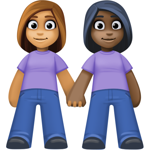 Women Holding Hands: Medium Skin Tone, Dark Skin Tone