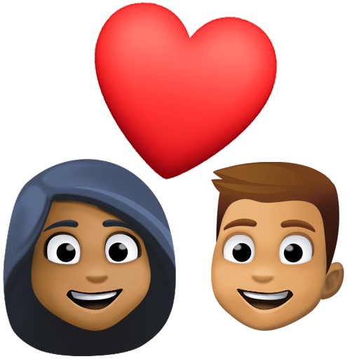 Закохана пара: жінка чоловік темний тон шкіри середній тон шкіри для Facebook 15.0