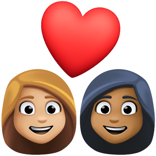Влюбленная пара: женщина женщина светлый тон кожи темный тон кожи для Facebook 15.0