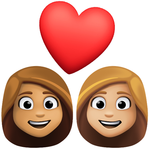 Влюбленная пара: женщина женщина средний тон кожи светлый тон кожи для Facebook 15.0