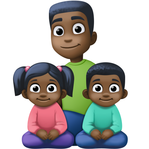Сім'я-чоловік: темний тон шкіри, дівчинка: темний тон шкіри, хлопчик: темний тон шкіри для Facebook 15.0