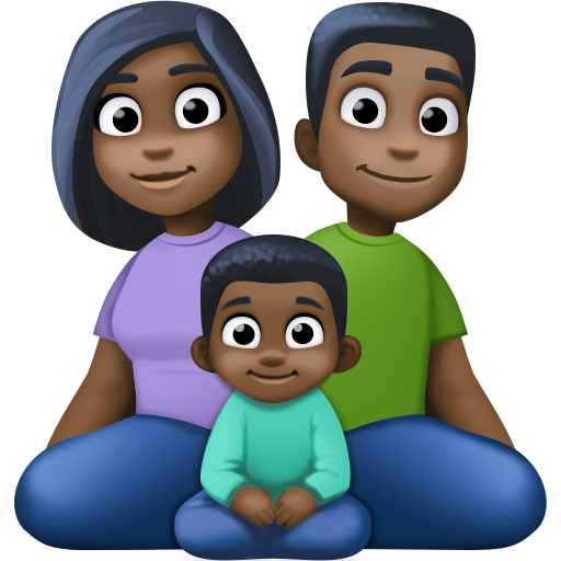Сім'я-чоловік: темний тон шкіри, жінка: темний тон шкіри, хлопчик: темний тон шкіри для Facebook 15.0