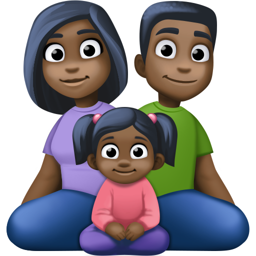 Семья - Мужчина: Темный оттенок кожи, Женщина: Темный оттенок кожи, Девочка: Темный оттенок кожи для Facebook 15.0