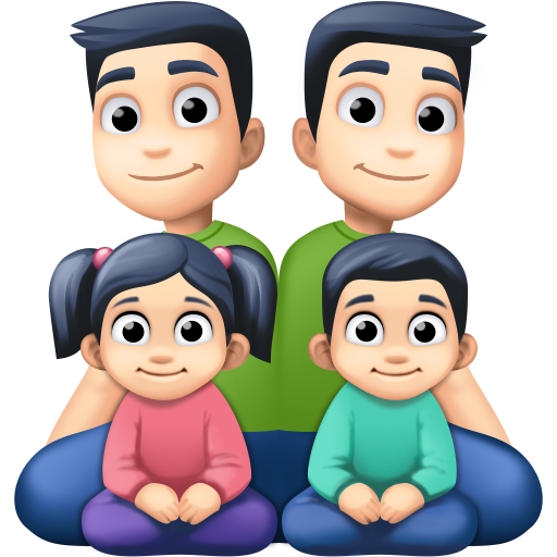 Сім'я-чоловік: світлий тон шкіри, чоловік: світлий тон шкіри, дівчинка: світлий тон шкіри, хлопчик: світлий тон шкіри для Facebook 15.0