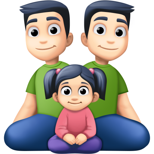 Сім'я-чоловік: світлий тон шкіри, чоловік: світлий тон шкіри, дівчина: світлий тон шкіри для Facebook 15.0