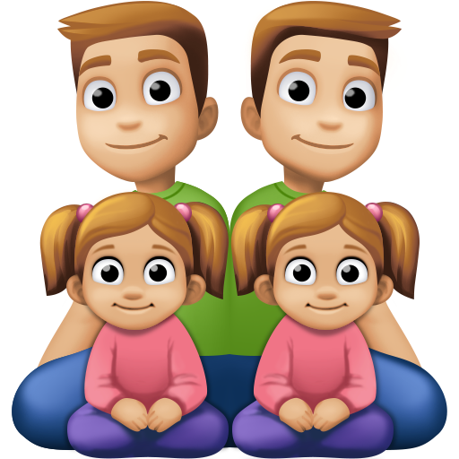 Сім'я-чоловік: середньо-світлий тон шкіри, чоловік: середньо-світлий тон шкіри, дівчина: середньо-світлий тон шкіри, дівчина: середньо-світлий тон шкіри для Facebook 15.0