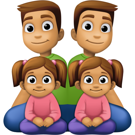 Сім'я-чоловік: середній тон шкіри, чоловік: середній тон шкіри, дівчина: середній тон шкіри, дівчина: середній тон шкіри для Facebook 15.0