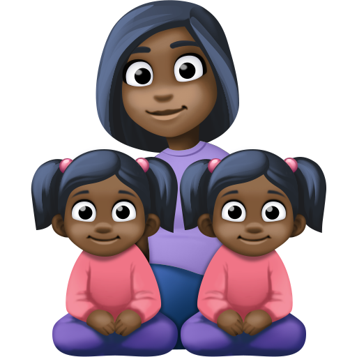 Сім'я-жінка: темний тон шкіри, дівчина: темний тон шкіри, дівчина: темний тон шкіри для Facebook 15.0