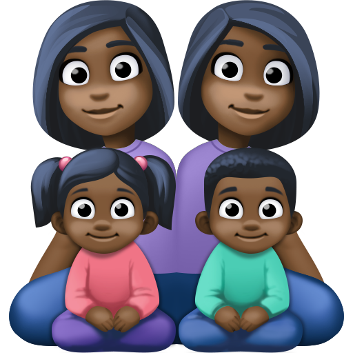 Сім'я-жінка: темний тон шкіри, жінка: темний тон шкіри, дівчина: темний тон шкіри, хлопчик: темний тон шкіри для Facebook 15.0