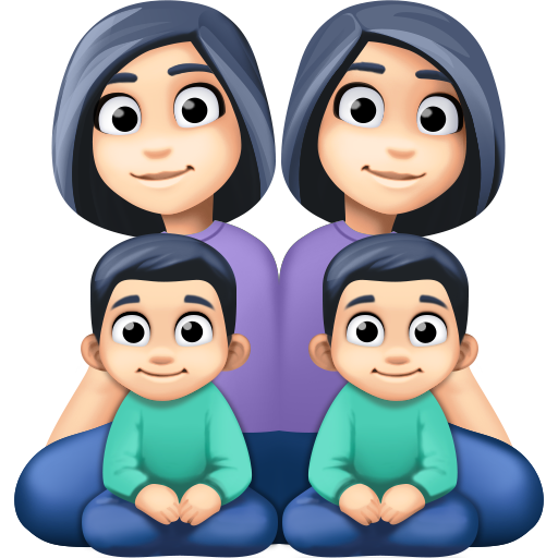 Сім'я-жінка: світлий тон шкіри, жінка: світлий тон шкіри, хлопчик: світлий тон шкіри, хлопчик: світлий тон шкіри для Facebook 15.0