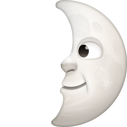 Місяць у першій чверті з обличчям для Facebook 15.0