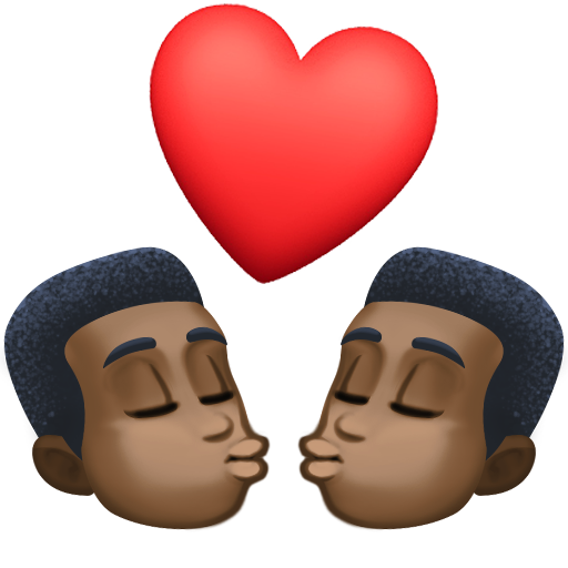 Поцілунок: чоловік чоловік дуже темний тон шкіри для Facebook 15.0