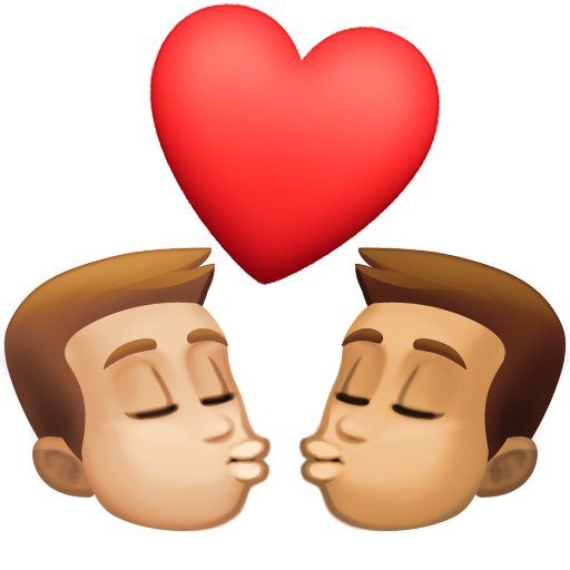 Поцілунок: чоловік чоловік світлий тон шкіри середній тон шкіри для Facebook 15.0