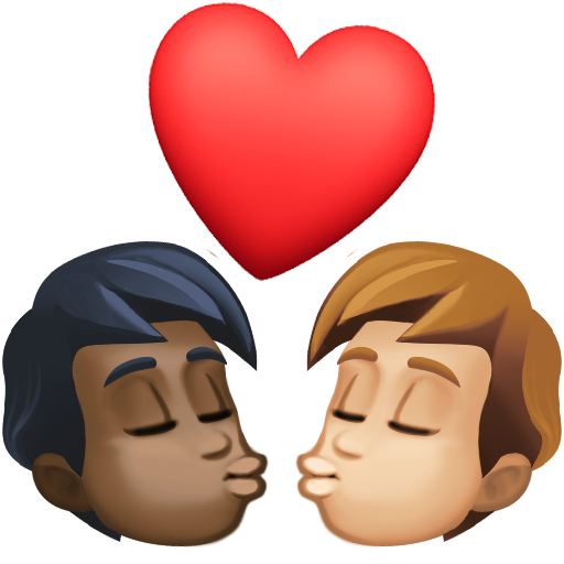 Поцілунок: дорослий дорослий дуже темний тон шкіри світлий тон шкіри для Facebook 15.0