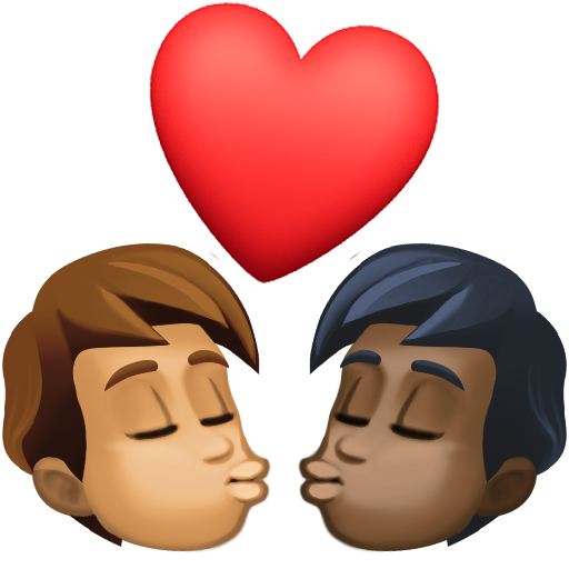 Поцілунок: дорослий дорослий середній тон шкіри дуже темний тон шкіри для Facebook 15.0