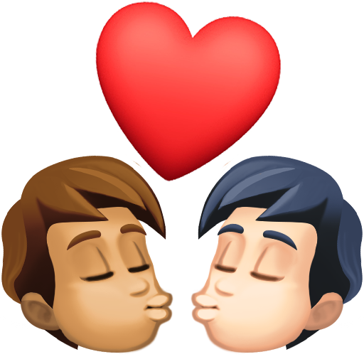 Поцілунок: дорослий дорослий середній тон шкіри дуже світлий тон шкіри для Facebook 15.0