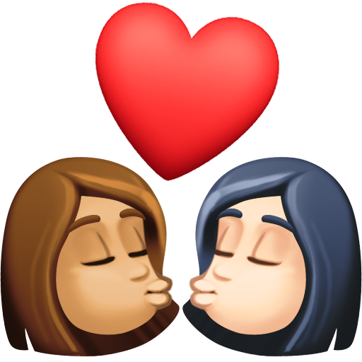 Поцелуй: женщина женщина средний тон кожи очень светлый тон кожи для Facebook 15.0