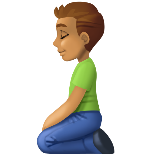 Чоловік на колінах: середній тон шкіри для Facebook 15.0