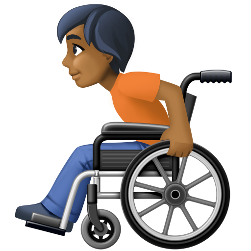 Человек в кресле-коляске с ручным приводом: темный тон кожи для Facebook 15.0