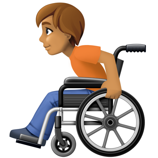 Человек в кресле-коляске с ручным приводом: средний тон кожи для Facebook 15.0