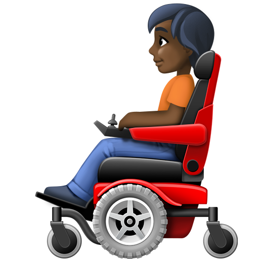 Человек в кресле-коляске с мотором: очень темный тон кожи для Facebook 15.0