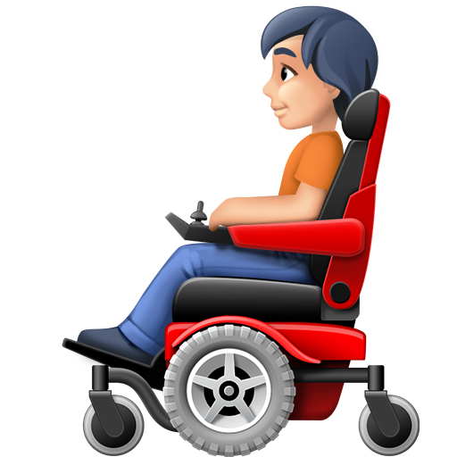 Человек в кресле-коляске с мотором: очень светлый тон кожи для Facebook 15.0