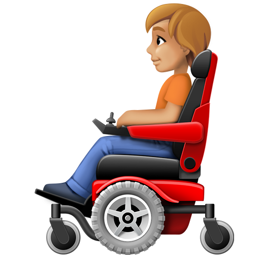 Людина в кріслі-візку з мотором: світлий тон шкіри для Facebook 15.0