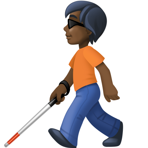  Человек с белой тростью: очень темный тон кожи для Facebook 15.0