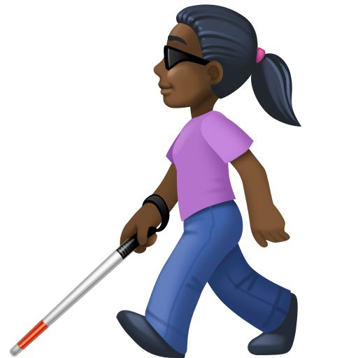 Женщина с тростью для ходьбы: очень темный тон кожи для Facebook 15.0