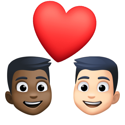 Casal Apaixonado: Homem, Homem, Pele Escura, Pele Clara para Facebook 16.0