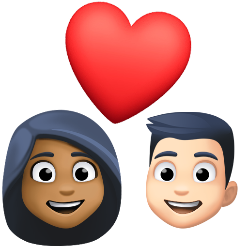 Закохана пара: жінка чоловік темний тон шкіри дуже світлий тон шкіри для Facebook 16.0