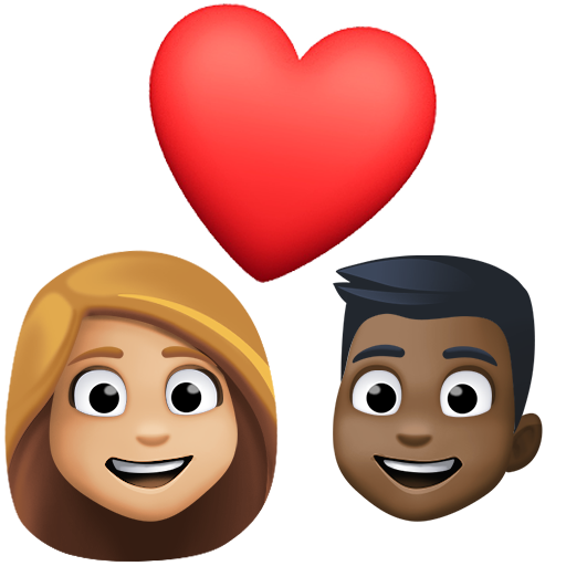 Закохана пара: жінка чоловік світлий тон шкіри дуже темний тон шкіри для Facebook 16.0