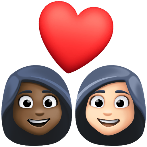 Casal Apaixonado: Mulher, Mulher, Pele Escura, Pele Clara para Facebook 16.0