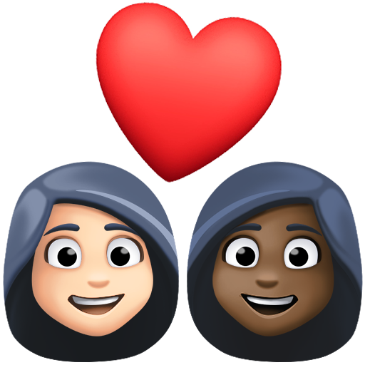 Casal Apaixonado: Mulher, Mulher, Pele Clara, Pele Escura para Facebook 16.0