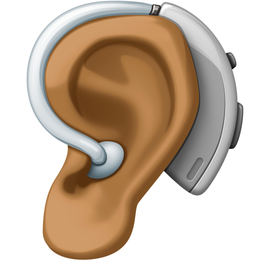 Вухо зі слуховим апаратом: темний тон шкіри для Facebook 16.0