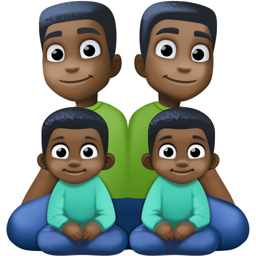 Сім'я-чоловік: темний тон шкіри, чоловік: темний тон шкіри, хлопчик: темний тон шкіри, хлопчик: темний тон шкіри для Facebook 16.0