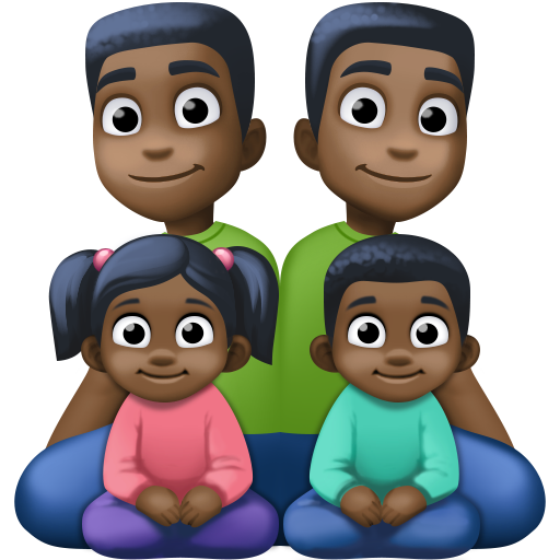 Família - Homem: Tom de pele escuro, Homem: Tom de pele escuro, Menina: Tom de pele escuro, Menino: Tom de pele escuro para Facebook 16.0