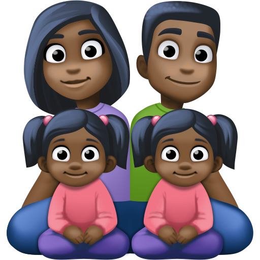 Сім'я-чоловік: темний тон шкіри, жінка: темний тон шкіри, дівчина: темний тон шкіри, дівчина: темний тон шкіри для Facebook 16.0