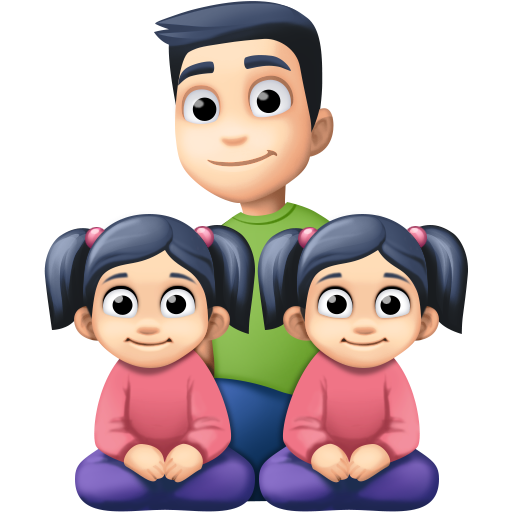 Família - Homem: Tom de pele claro, Menina: Tom de pele claro, Menina: Tom de pele claro para Facebook 16.0