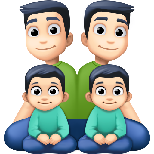 Família - Homem: Tom de pele claro, Homem: Tom de pele claro, Menino: Tom de pele claro, Menino: Tom de pele claro para Facebook 16.0