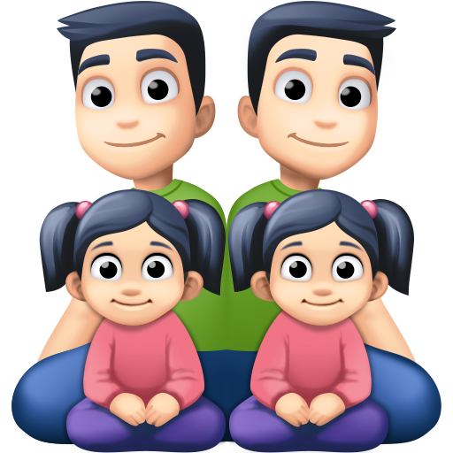 Família - Homem: Tom de pele claro, Homem: Tom de pele claro, Menina: Tom de pele claro, Menina: Tom de pele claro para Facebook 16.0